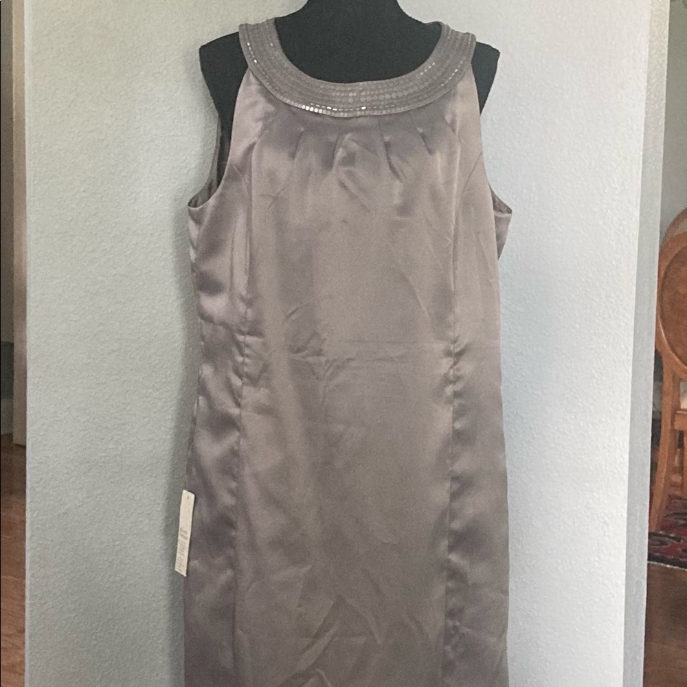 NWT Ann Taylor Loft silver grey cocktail dress